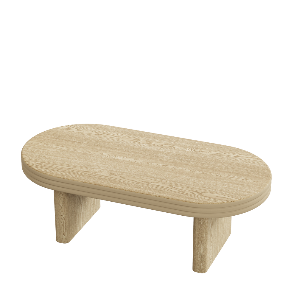 Mid Century Modern Oval Fluted Coffee Table