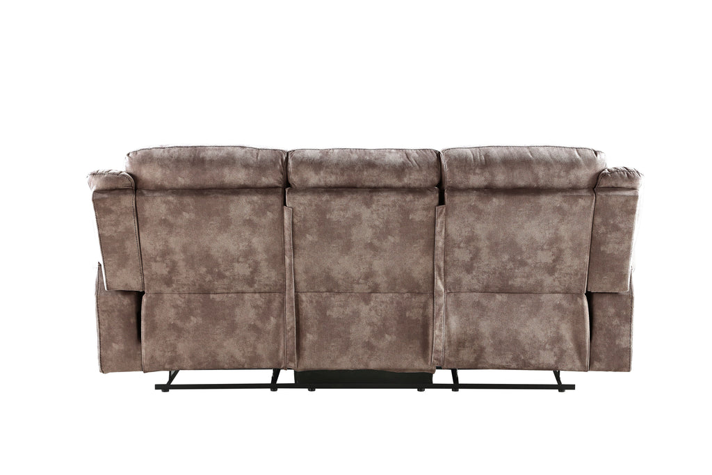 Zubaida Two Tone Chocolate Velvet Recliner Sofa with USB Port & Drop Down Table