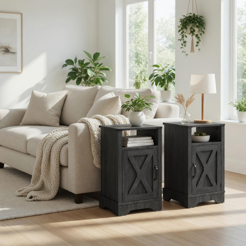 Set of 2, 16" Dark Grey Nightstands