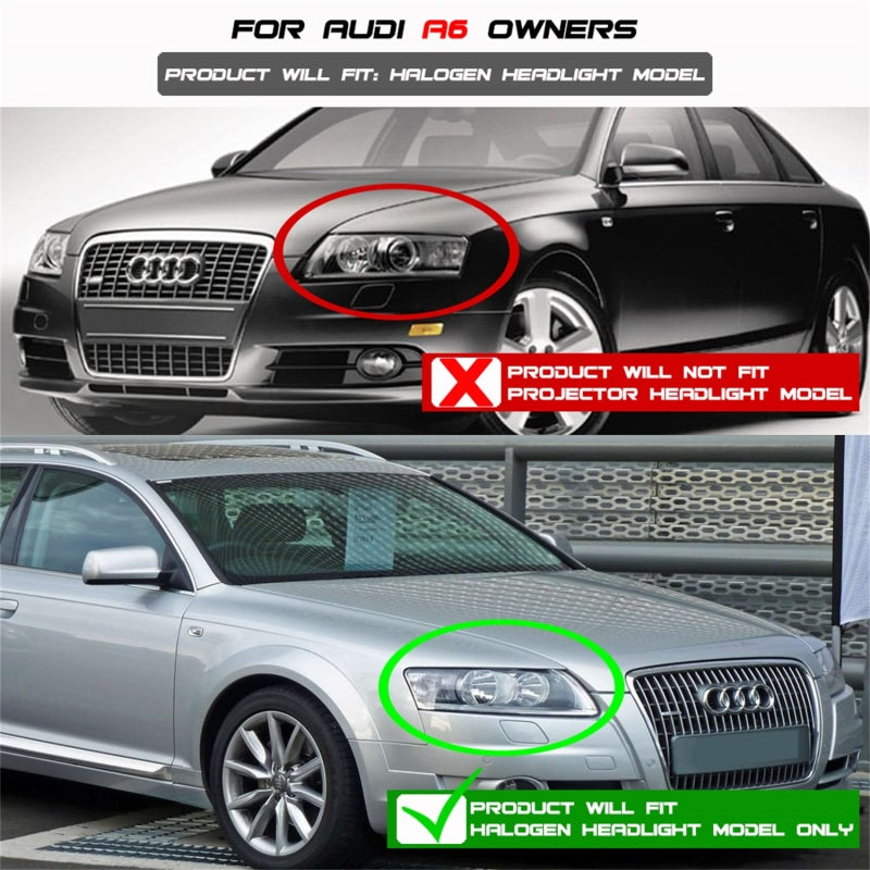 Spyder Audi A6 05-07 Projector Headlights Halogen Model Only - DRL Black PRO-YD-ADA605-DRL-BK 5029416