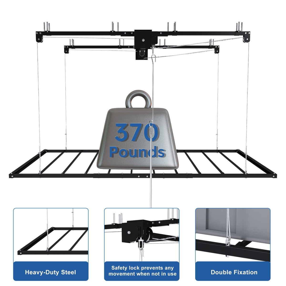 Black Overhead Garage Storage Rack 3x6 FT