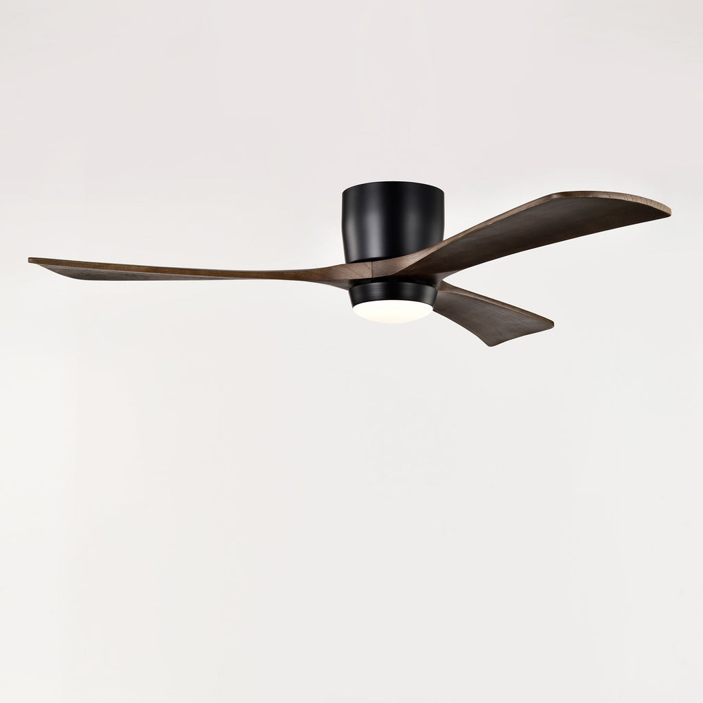 52" Flush Mount Solid Wood Blades Ceiling Fan with Lights