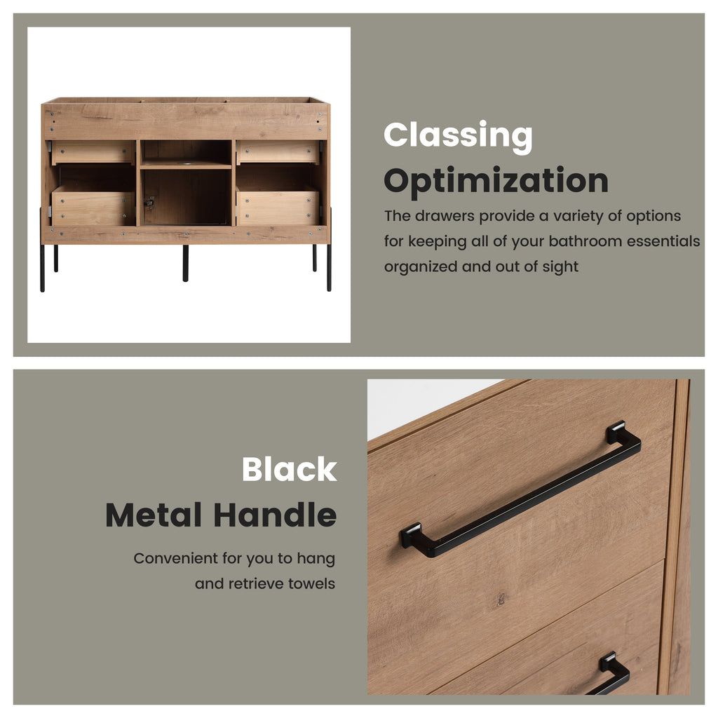 48" Freestanding Bathroom Vanity with Soft-Close Cabinet Door and 4 Drawers