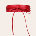 Womens Faux Leather Wide Waist Cincher With Lace-up Bow Detail Belt