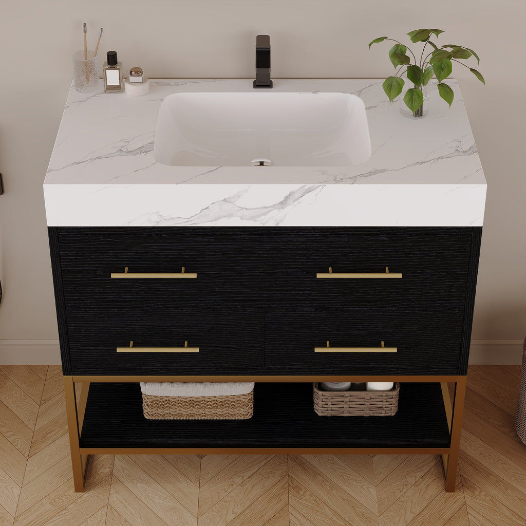 36" Artificial Stone Bathroom Vanity with Ceramic Sink