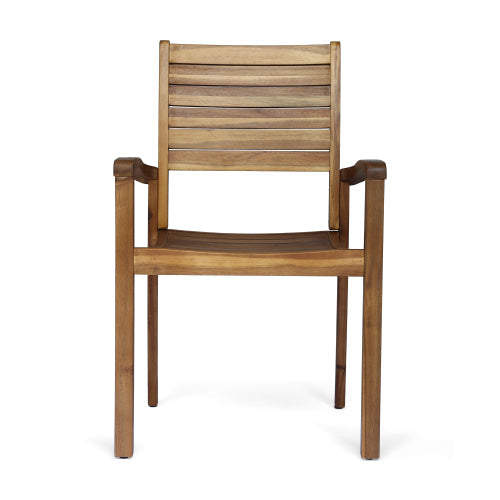 Outdoor Dining Chair Set of 2 - Acacia Wood & Wicker Rattan
