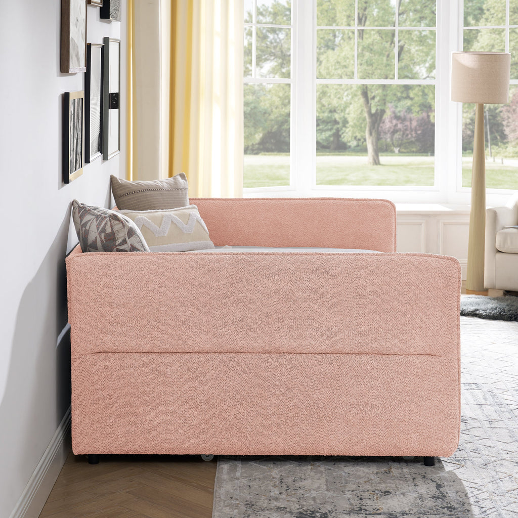 Full Size Daybed with Twin Size Pop-up Trundle Upholstered Tufted Sofa Bed