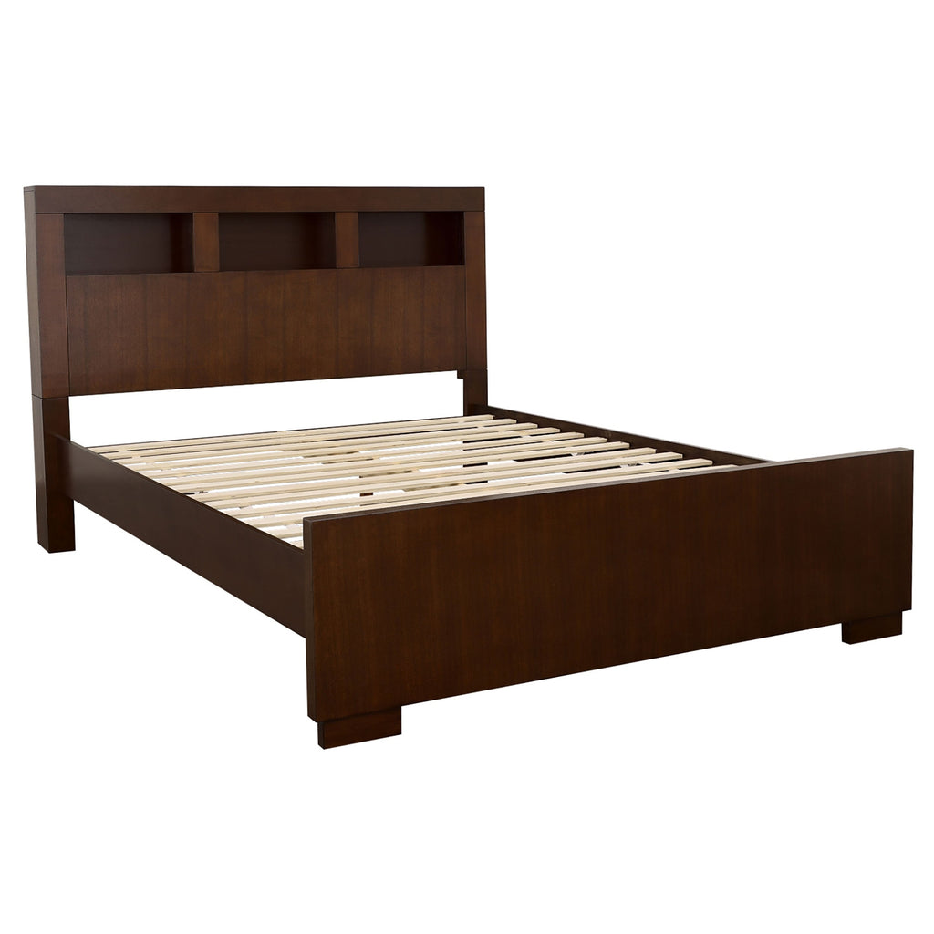 Ardino Cappuccino California King Bed with Bookcase Headboard