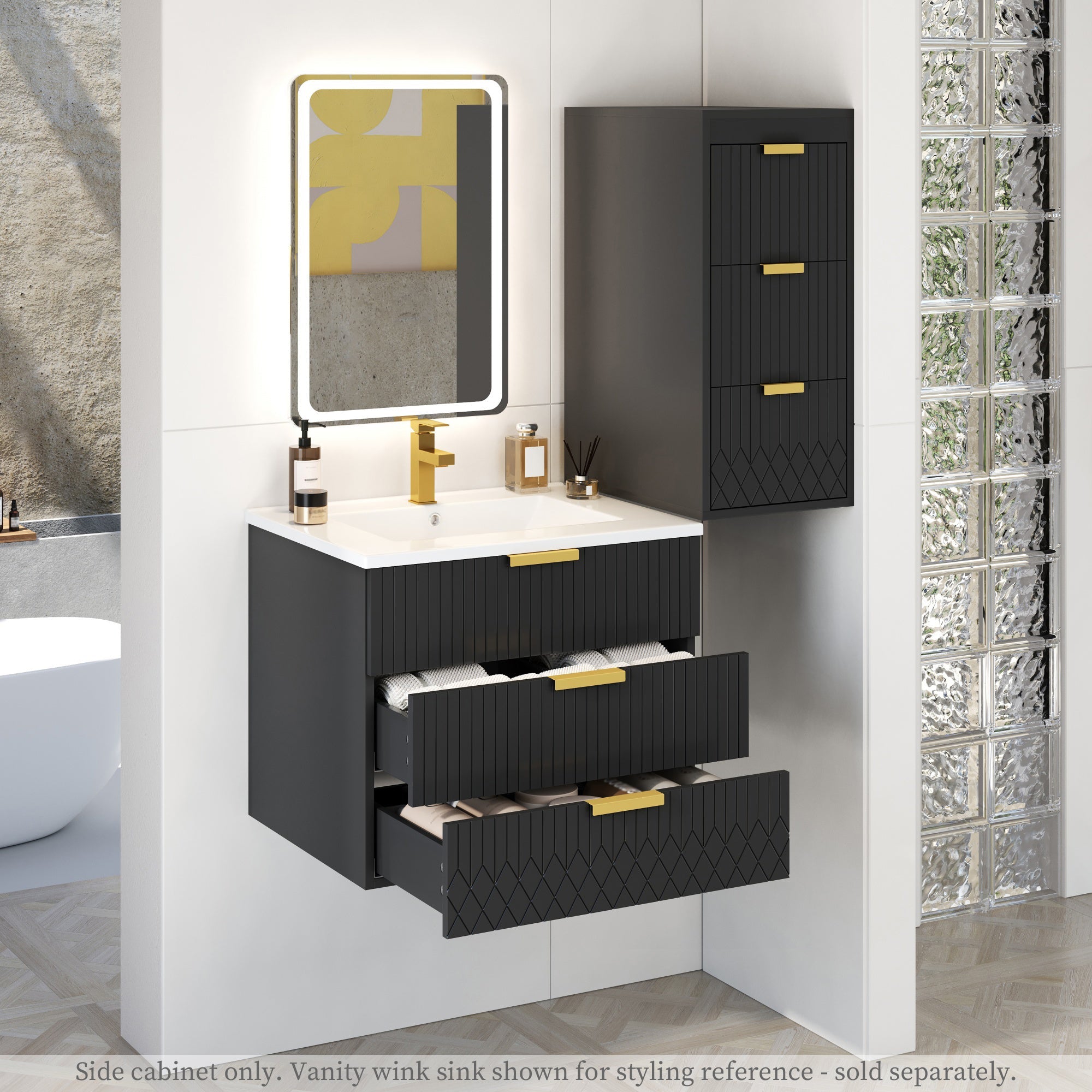 Wall Mounted Floating Cabinet with Drawers