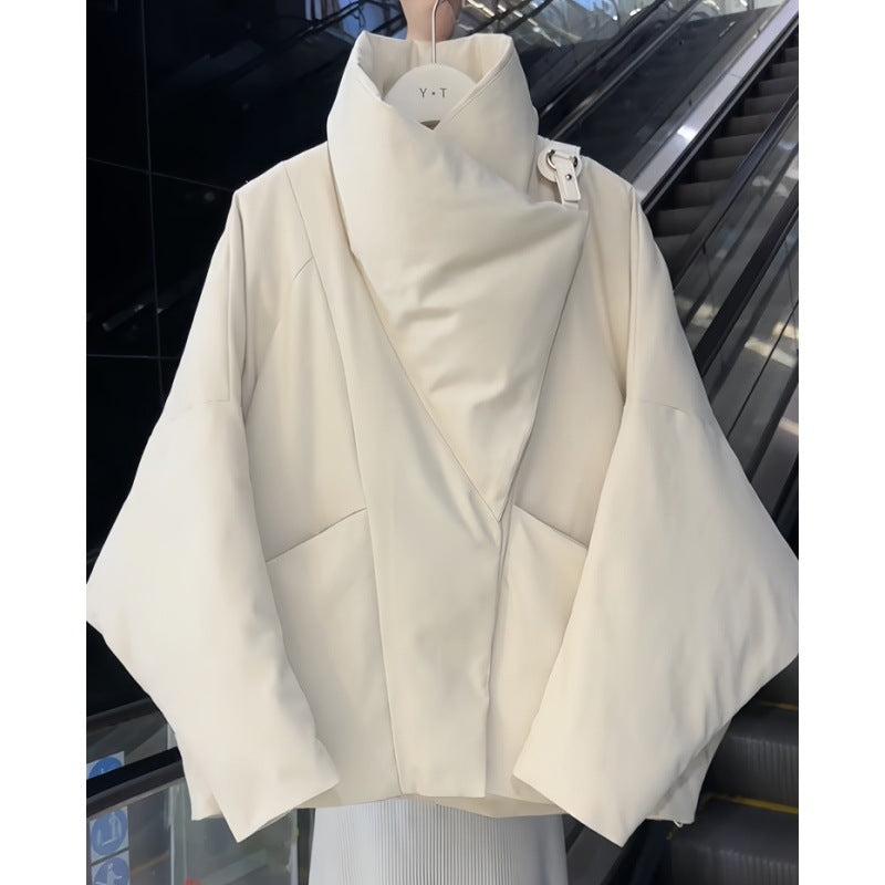 Womens Short, Large Lapel Cotton Coat Warm Outerwear