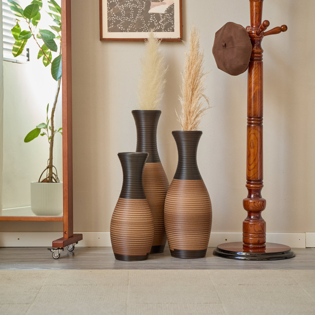 Hand-Woven PVC Rattan Vases Set of 3