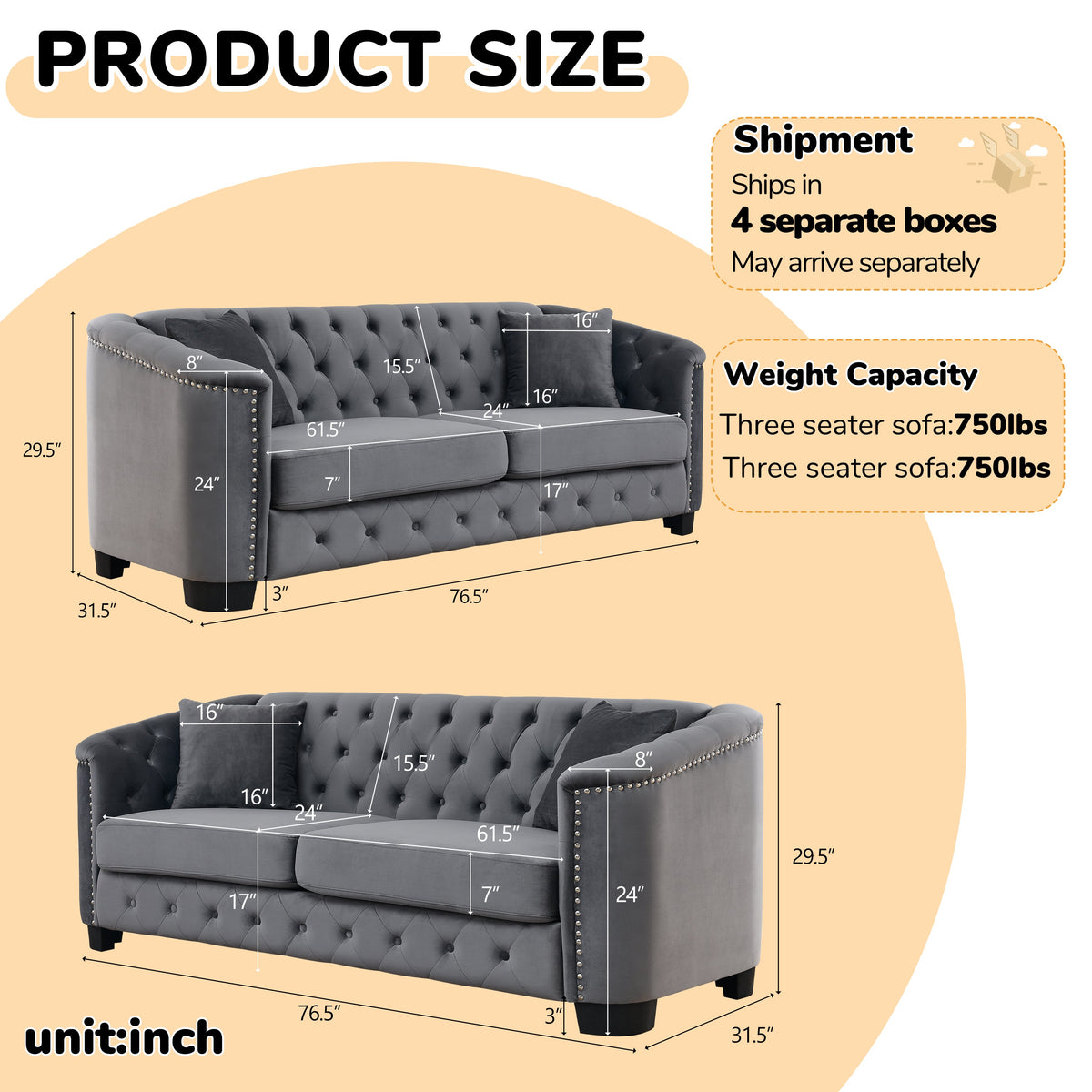 Velvet Chelsfield Sofa Set