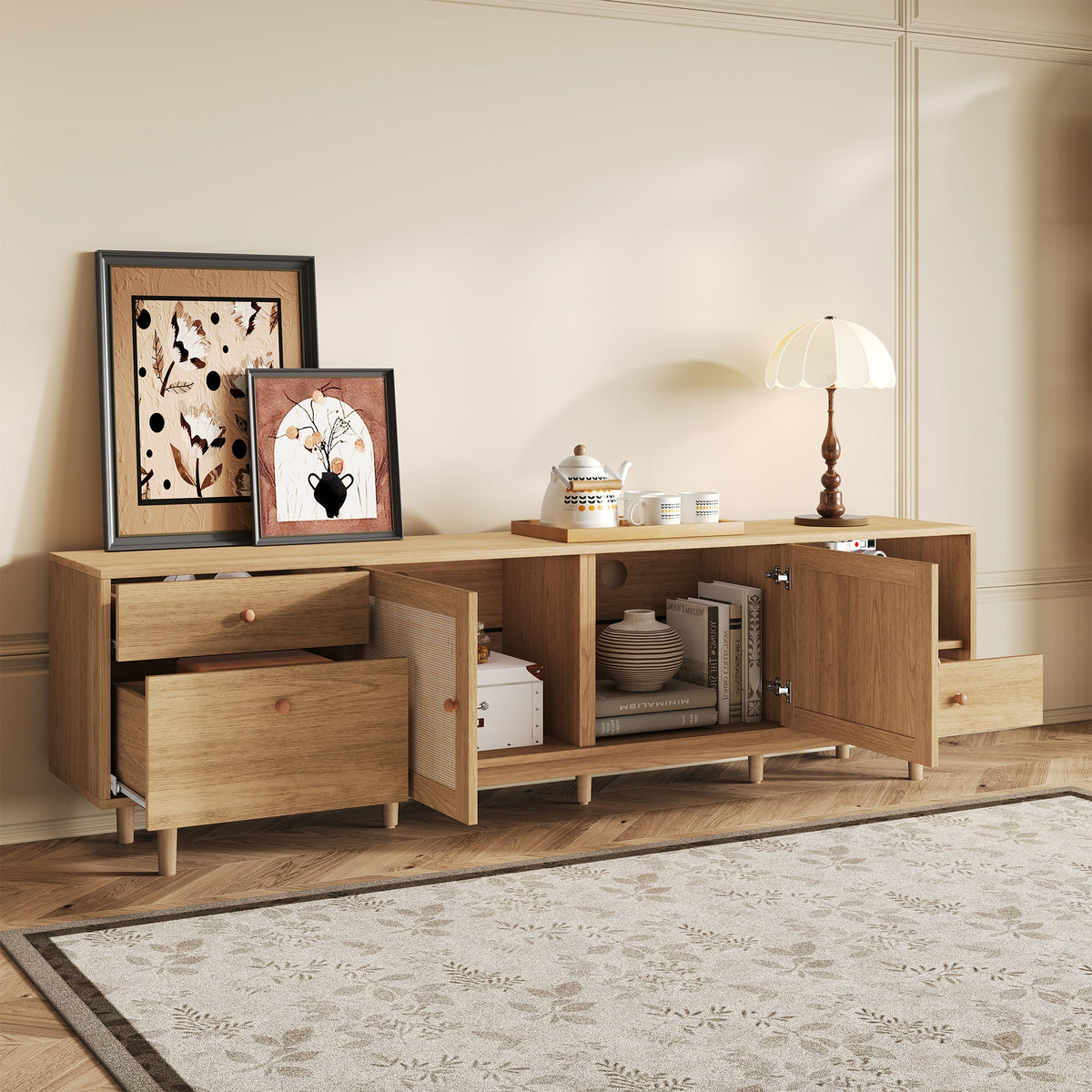 Boho TV Stand for 65, 75, 85 Inch TV