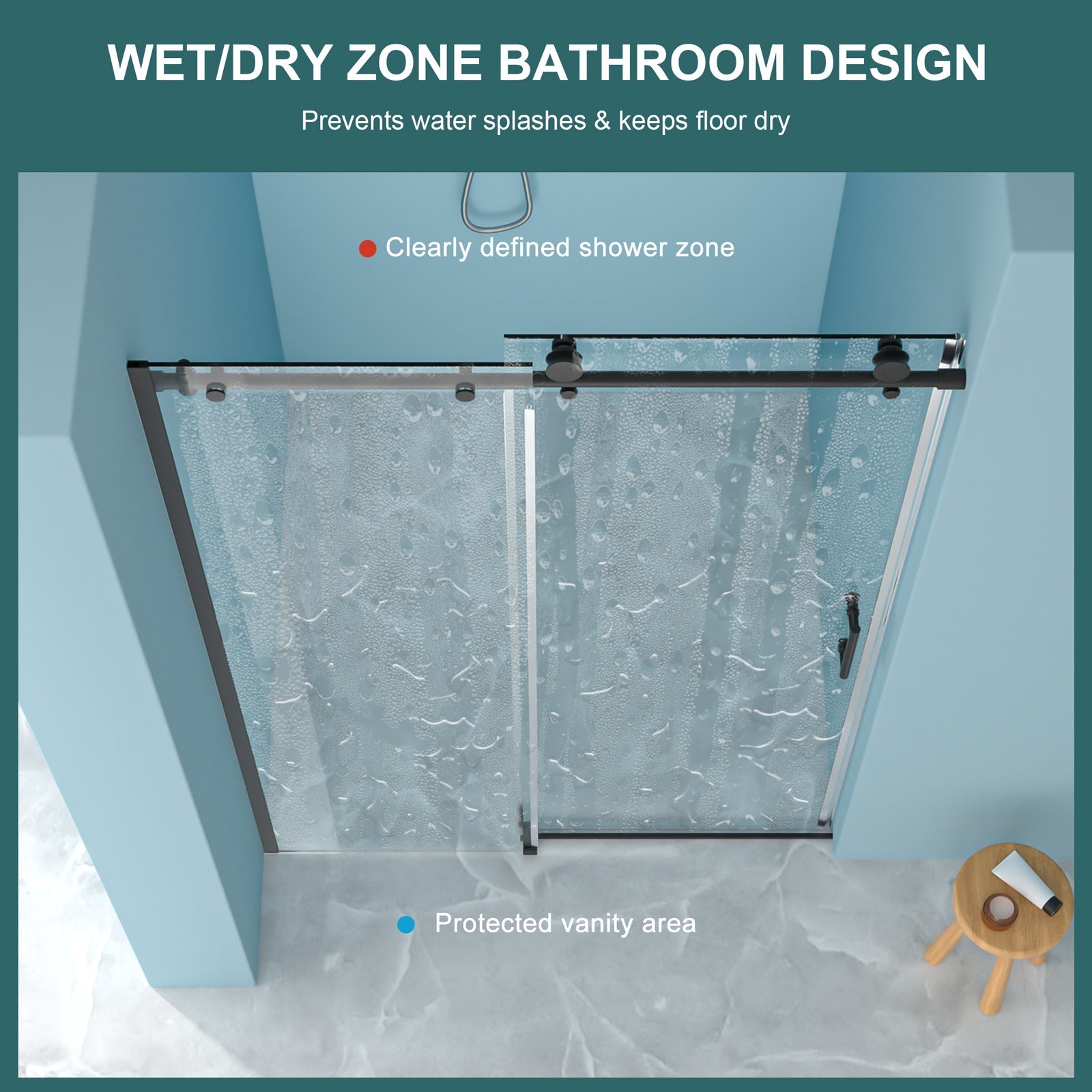Shower Door 48" W x 76" H Single Sliding Bypass Shower Enclosure