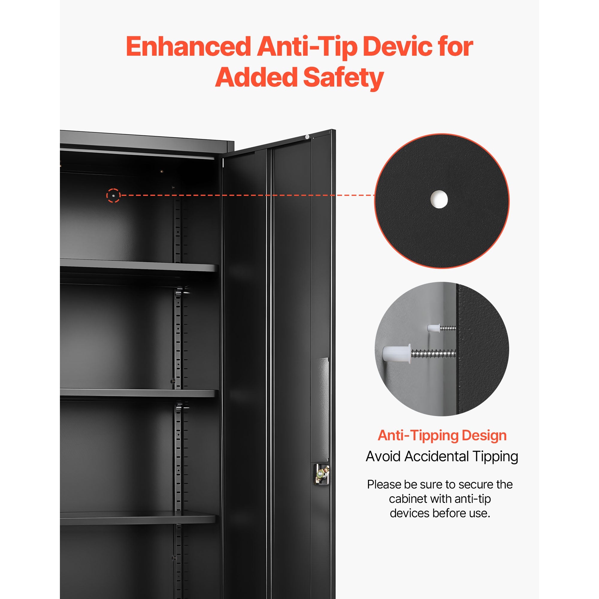 Metal Storage Cabinet with Lockable Steel Construction