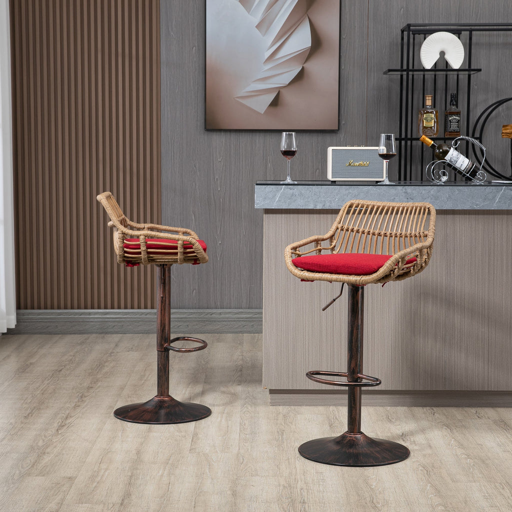 Modern Swivel Bar Stools Set of 2 Adjustable Counter Height Chairs