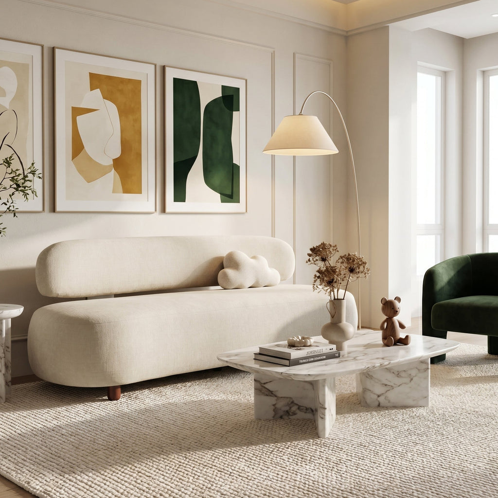 Lunara 66 in. Modern Curved Upholstered Chenille Sofa