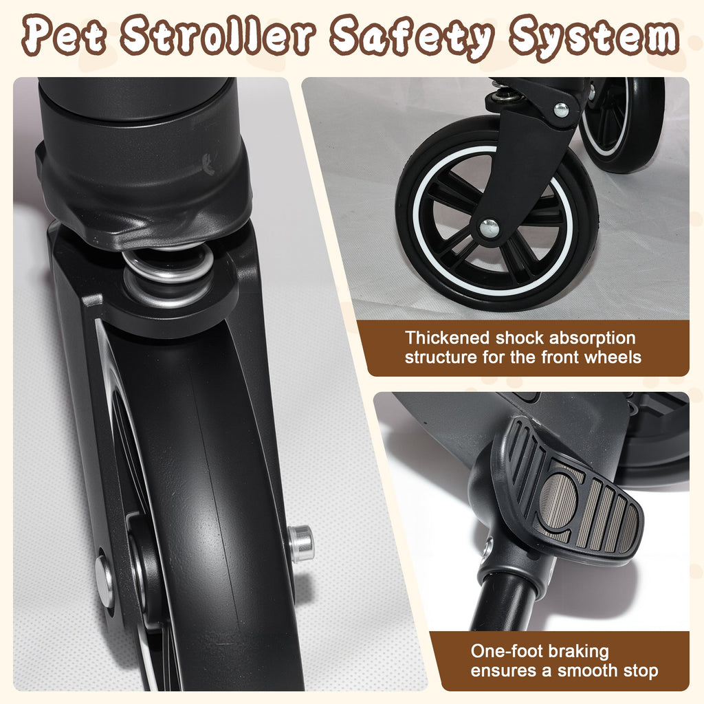 2-in-1 Detachable Pet Stroller for Dogs and Cats
