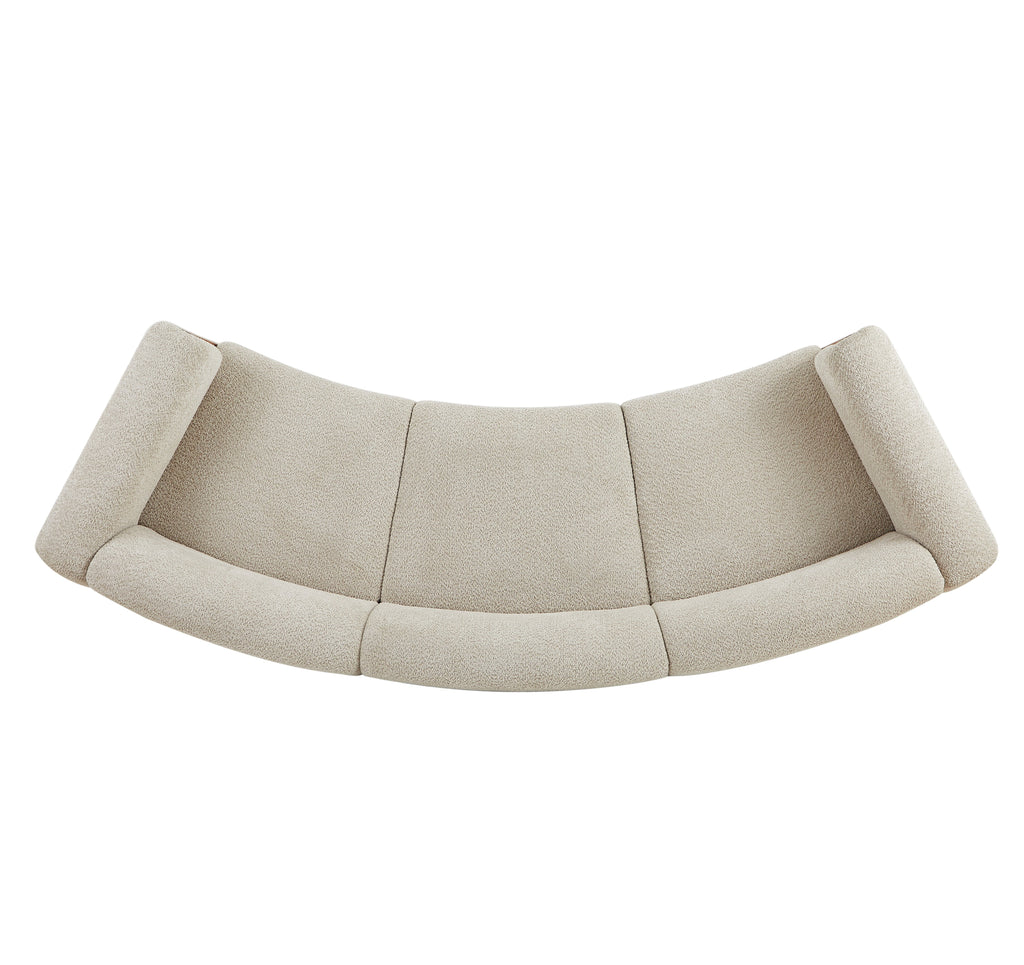 Elegant Curved Boucle Sofa with Solid Wood Frame