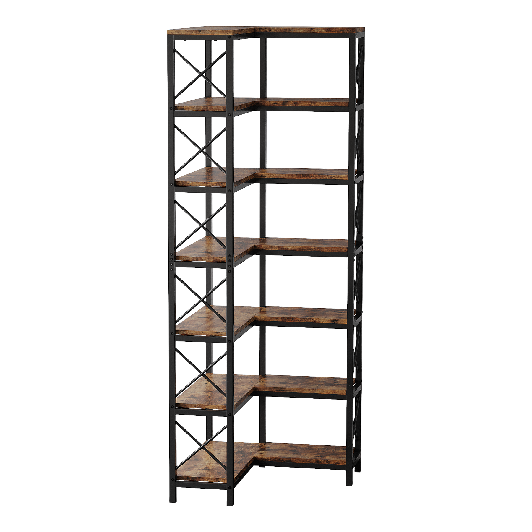 79.53" Tall 7-Tier Large Corner Bookshelf