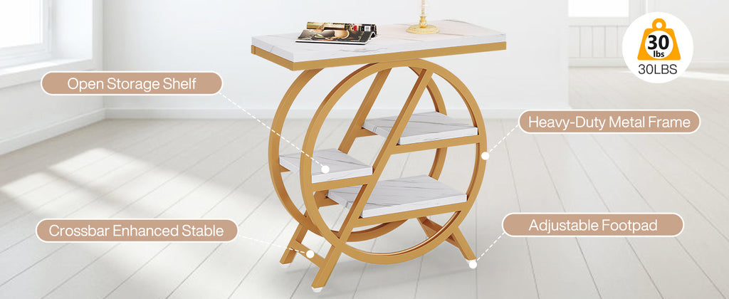 25.59 Inches 3-Tier Narrow End Table with Storage