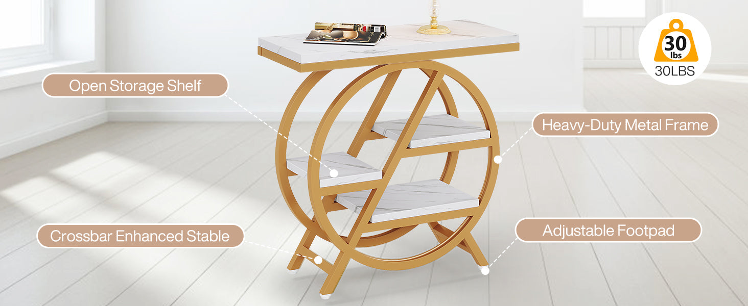 25.59 Inches 3-Tier Narrow End Table with Storage