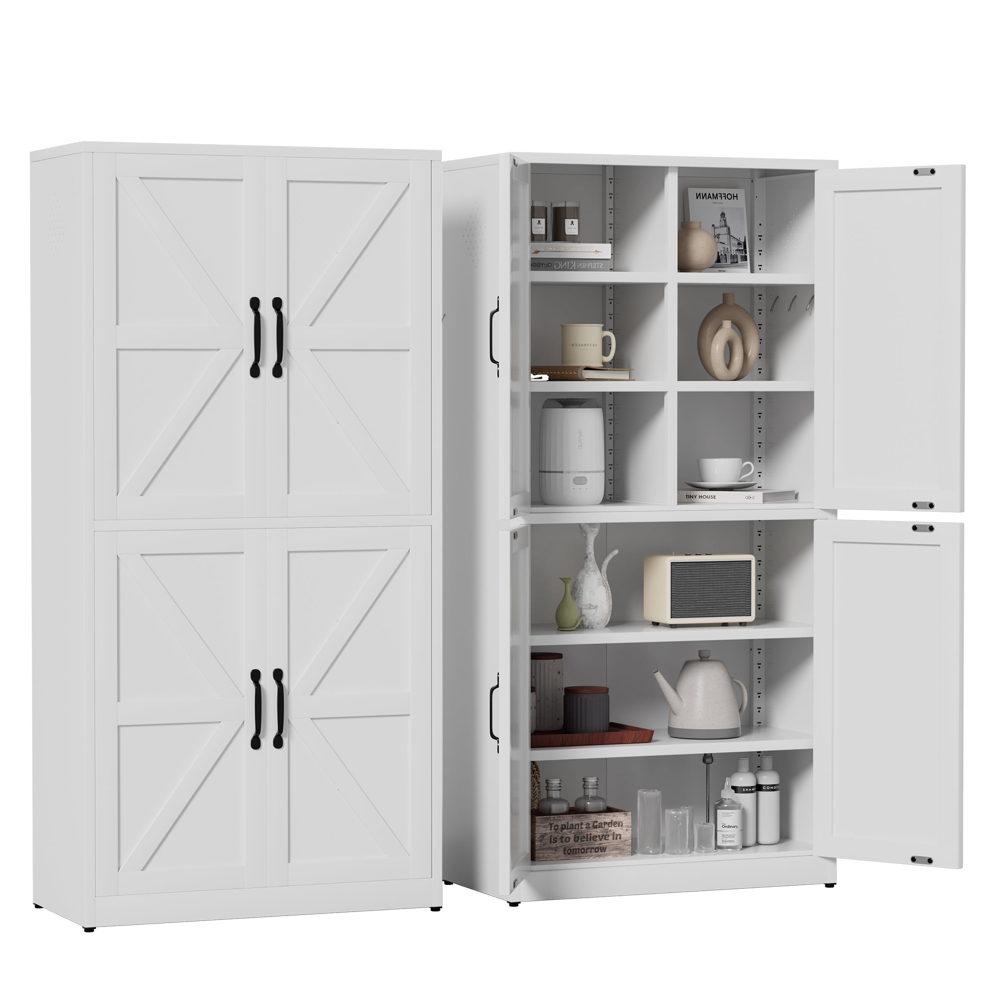 White Steel Kitchen Pantry Storage Cabinet