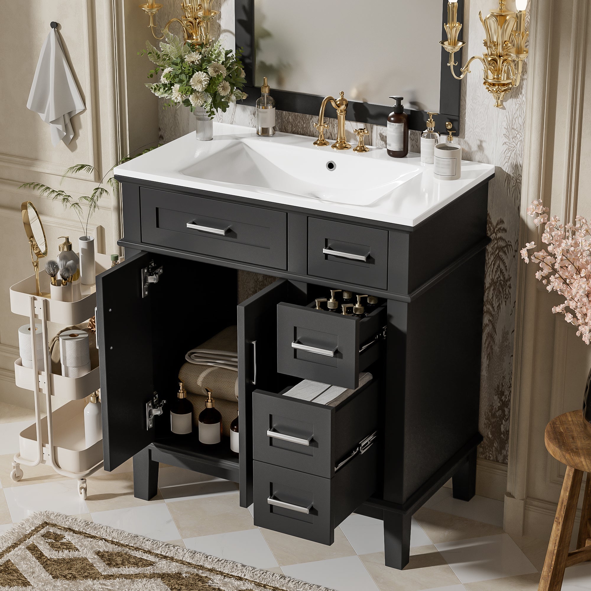 30" Bathroom Vanity with Ceramic Sink