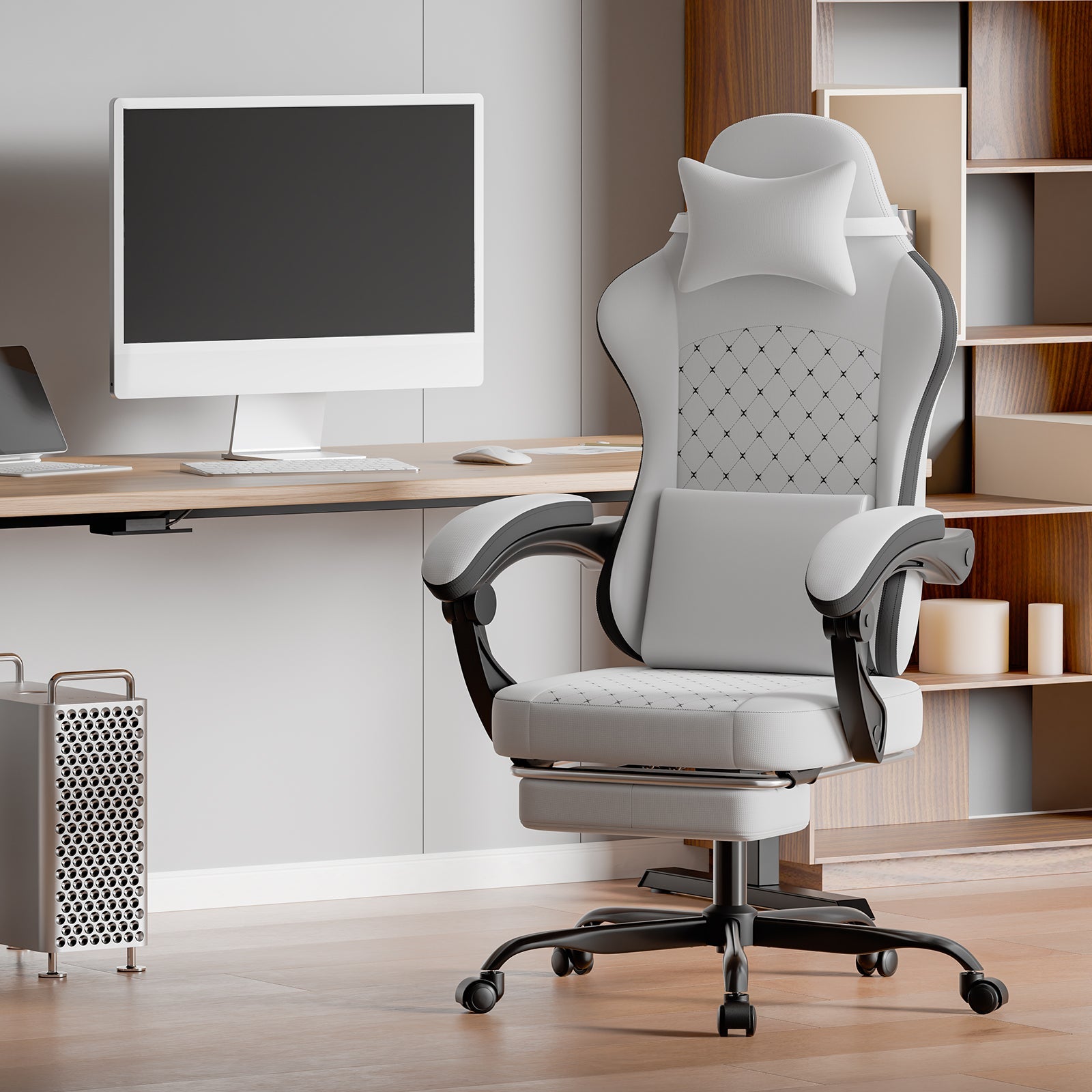Ergonomic Gaming Chair with Massage, Footrest, and Lumbar Support