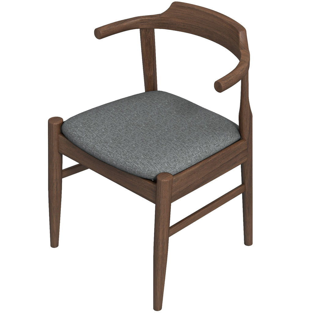 Leon Mid-Century Modern Grey Fabric Dining Chair Set of 2