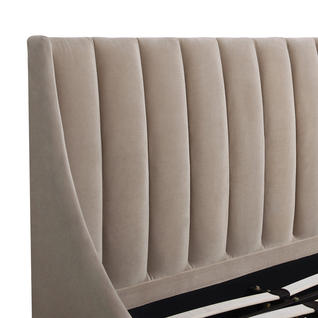 Aspen Vertical Tufted Headboard Platform Bed Set, King, Mink