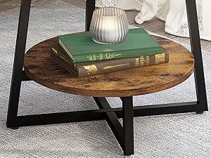 19.68" Industrial End Table with Storage Shelf