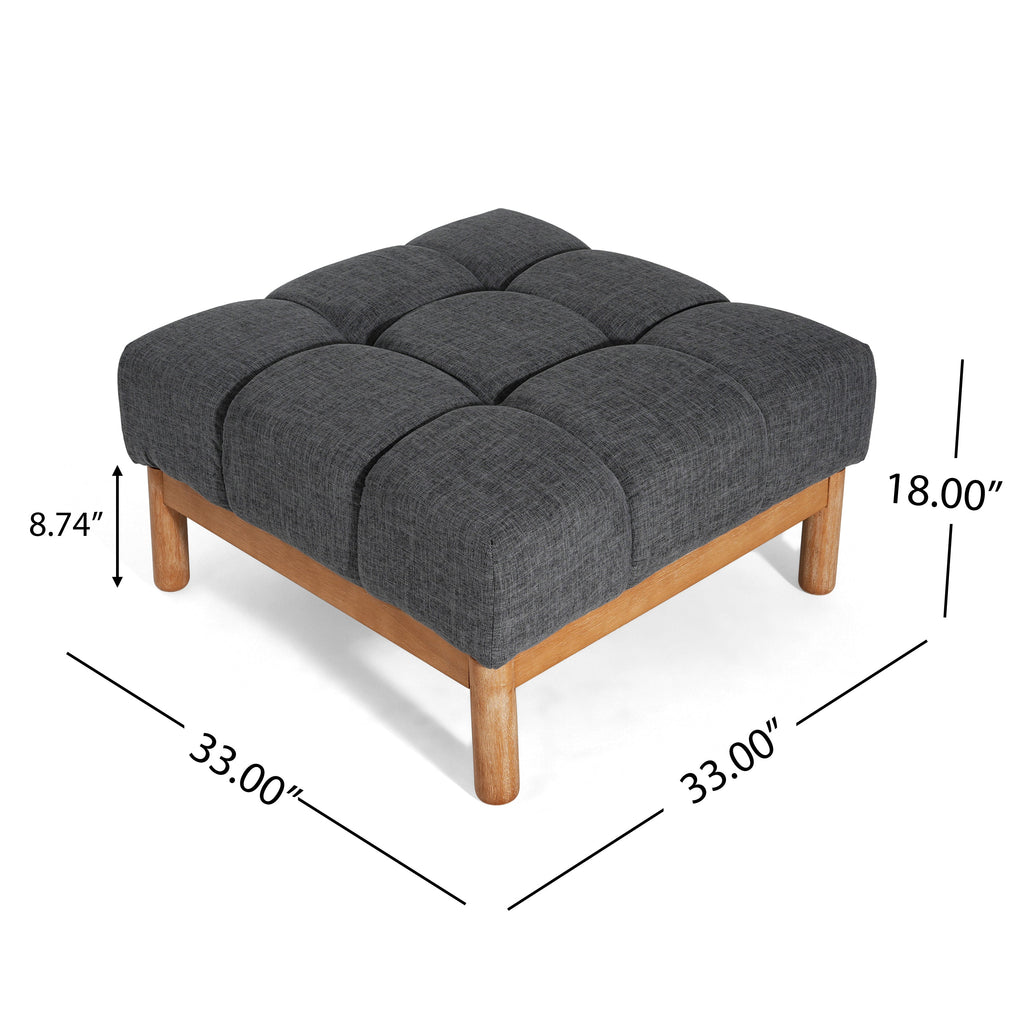 Modern Upholstered Deep Biscuit-style Tufted Ottoman