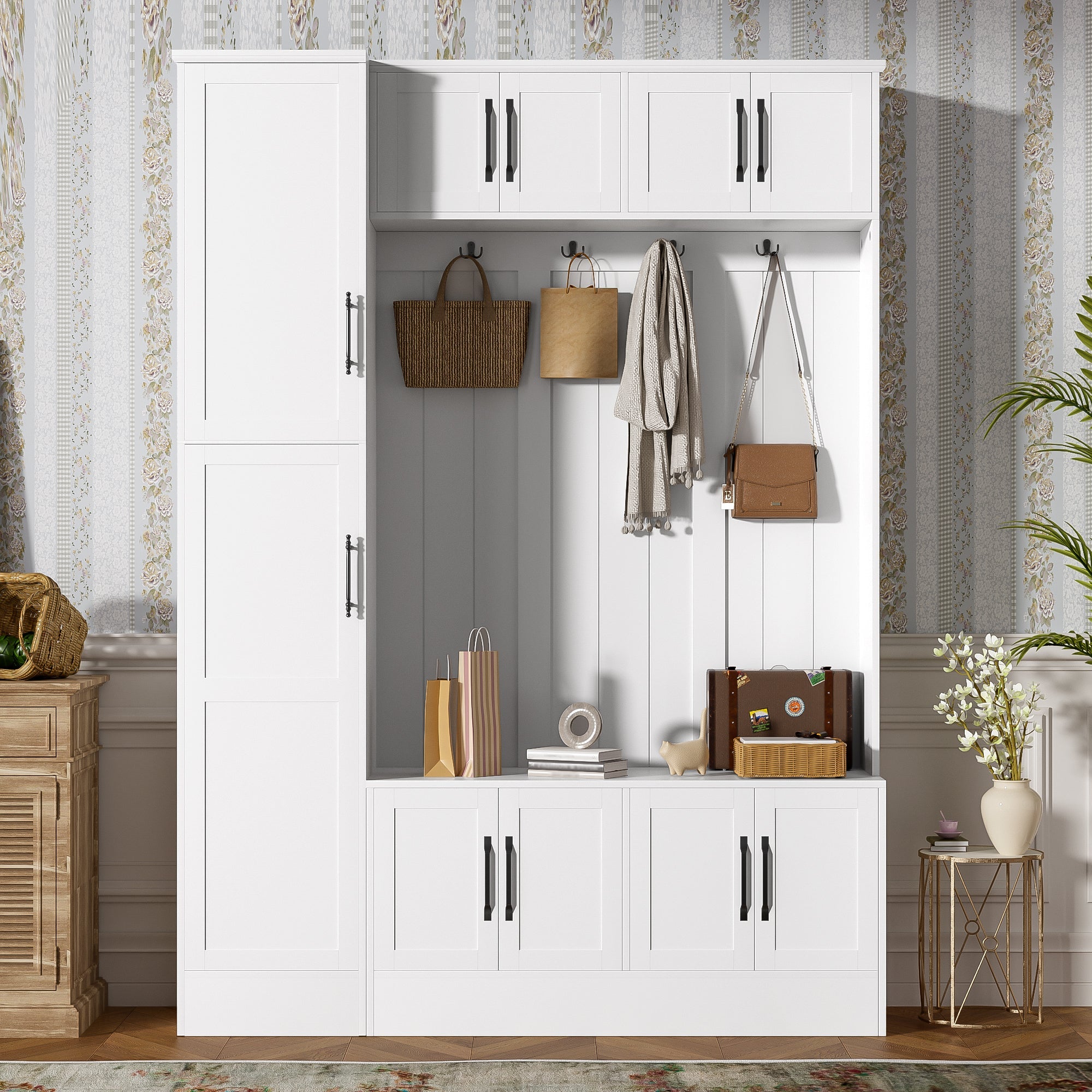 Vibe Haus 79'' Tall Modern Hall Tree with Shoe Storage