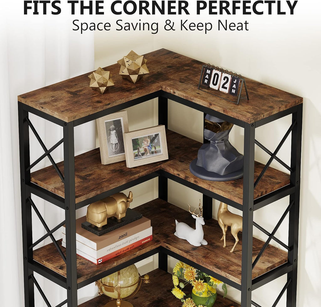 79.53" Tall 7-Tier Large Corner Bookshelf