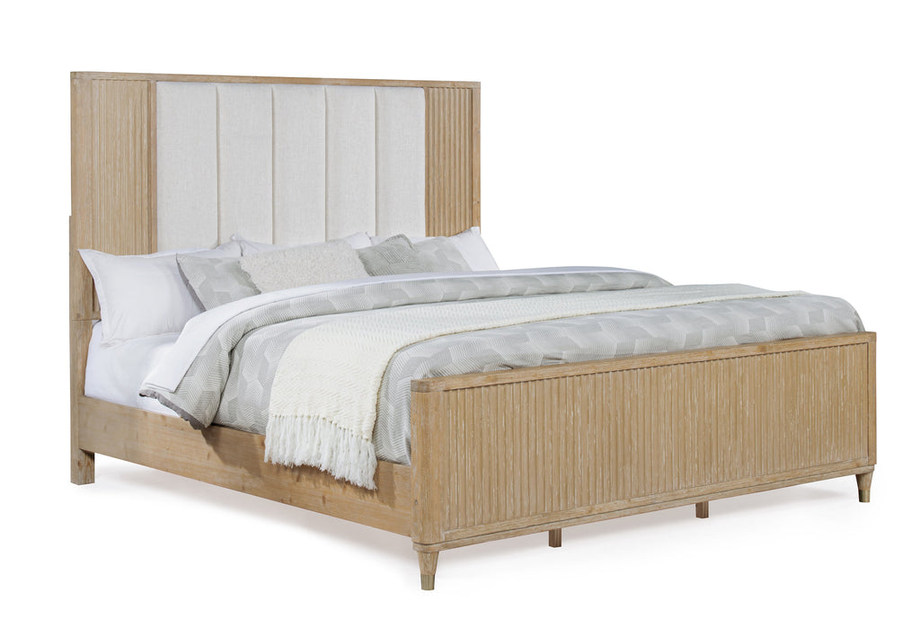 Stylish Paneled High Headboard Textured Accents Clean Lines
