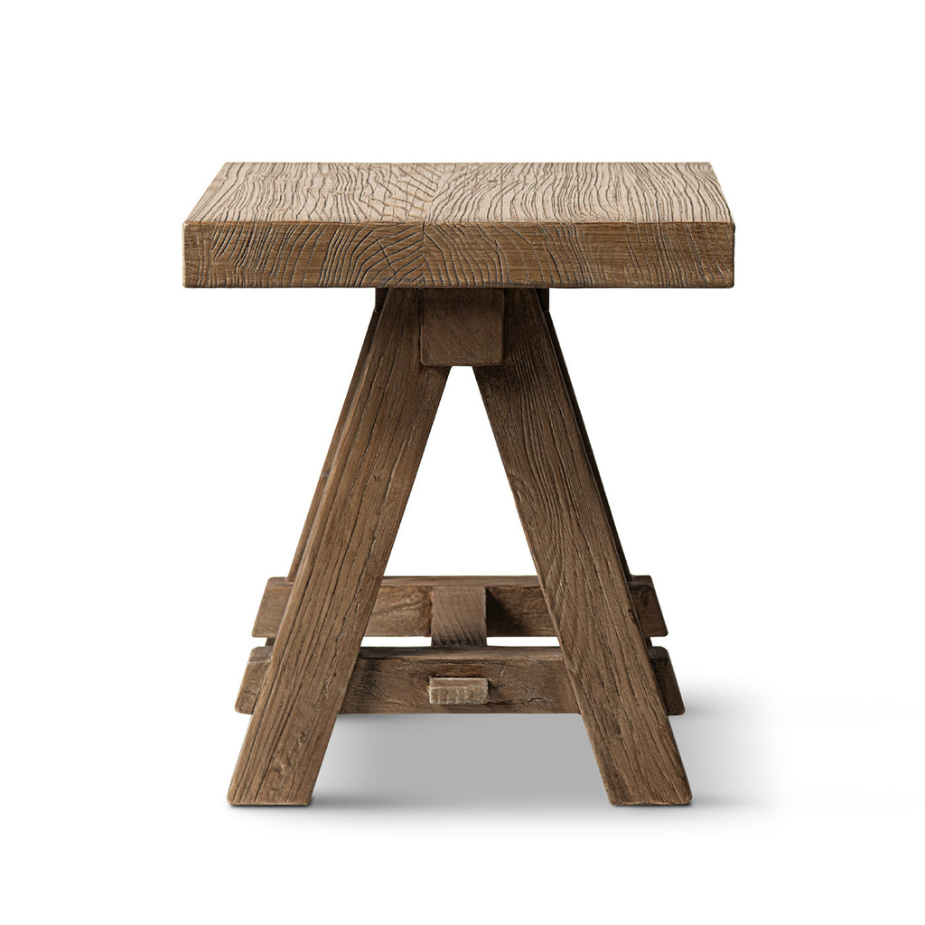 Hawthorne 18" Square Reclaimed Elm Trestle Side Table