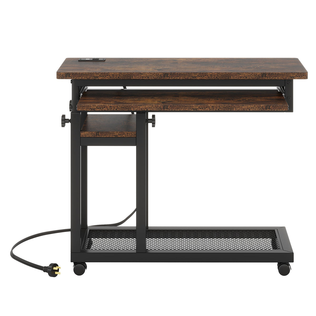 28"-39.3" Height Adjustable Portable Desk with Power Outlet & USB Ports