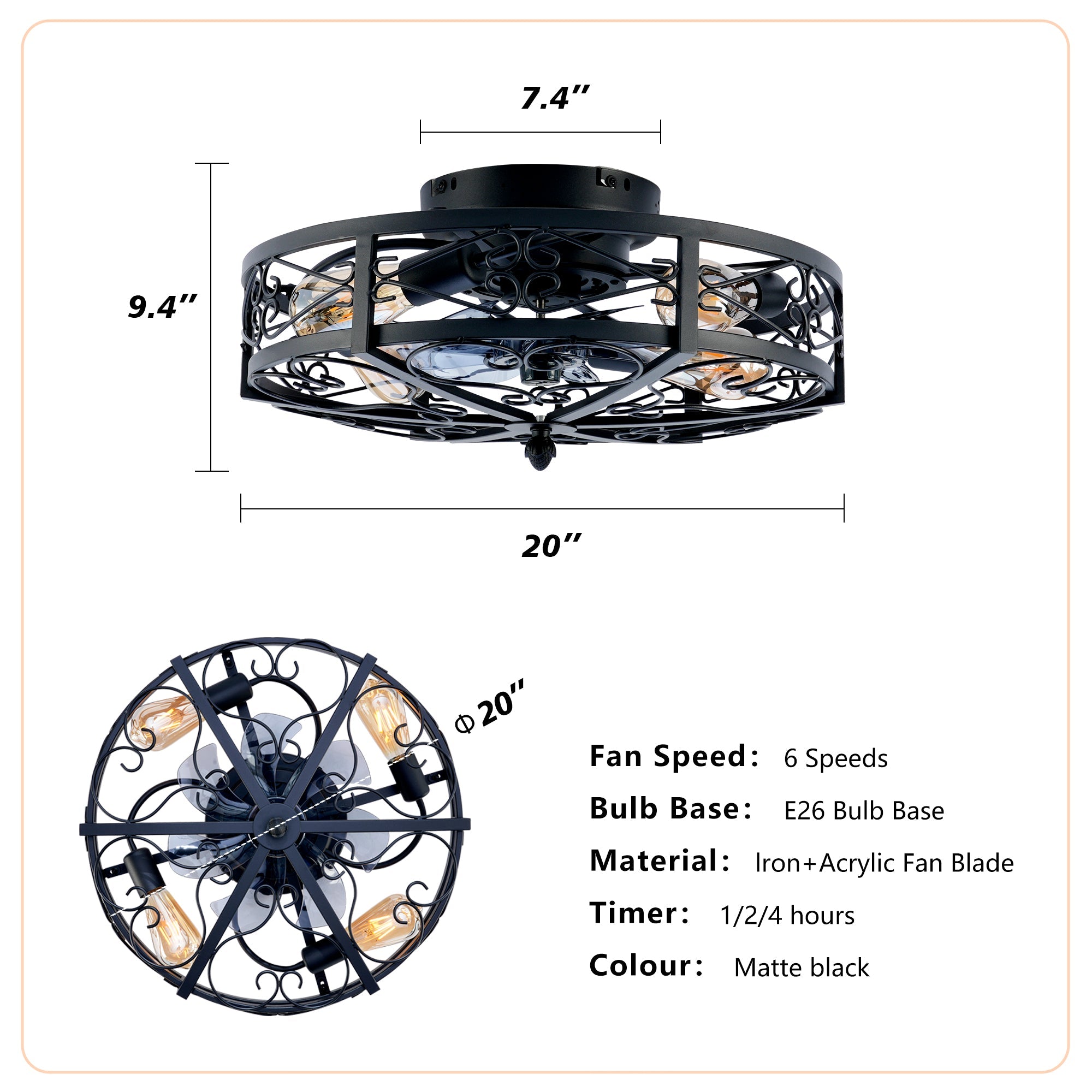 20" Mounting Type Ceiling Fan