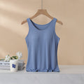 Women's Padded Vest Bra, Inner Layer, One-Piece Camisole, Slim-Fit, Figure-Flattering Modal Underwear For Summer-light Blue