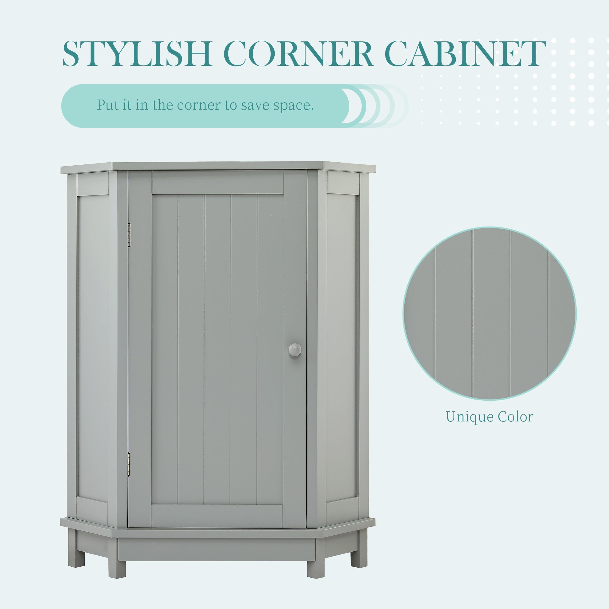 Grey Triangle Corner Bathroom Cabinet