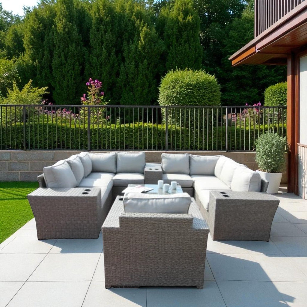 Outdoor 7-Person Wicker Conversation Set with Cushions