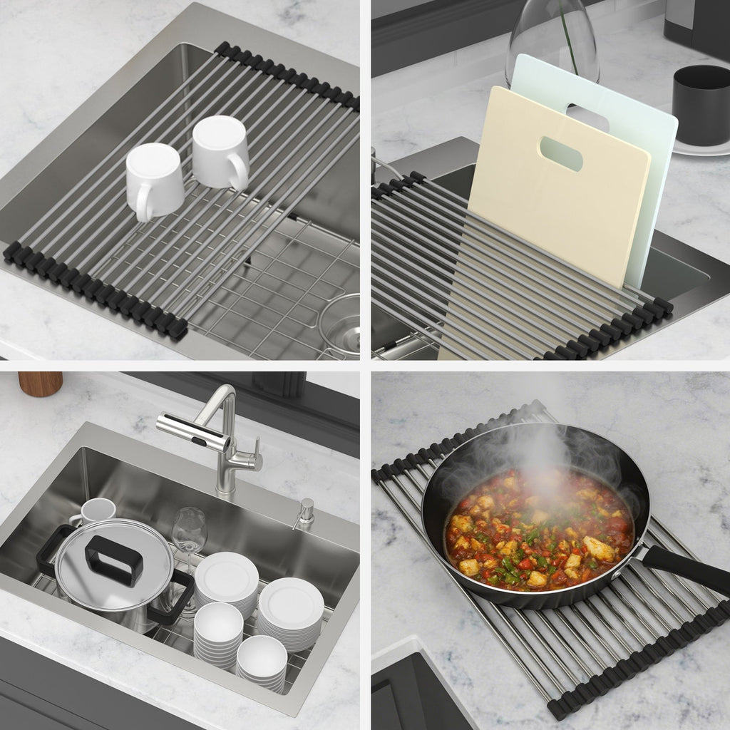30" Drop-in Kitchen Sink with Pull-out Faucet and Soap Dispenser