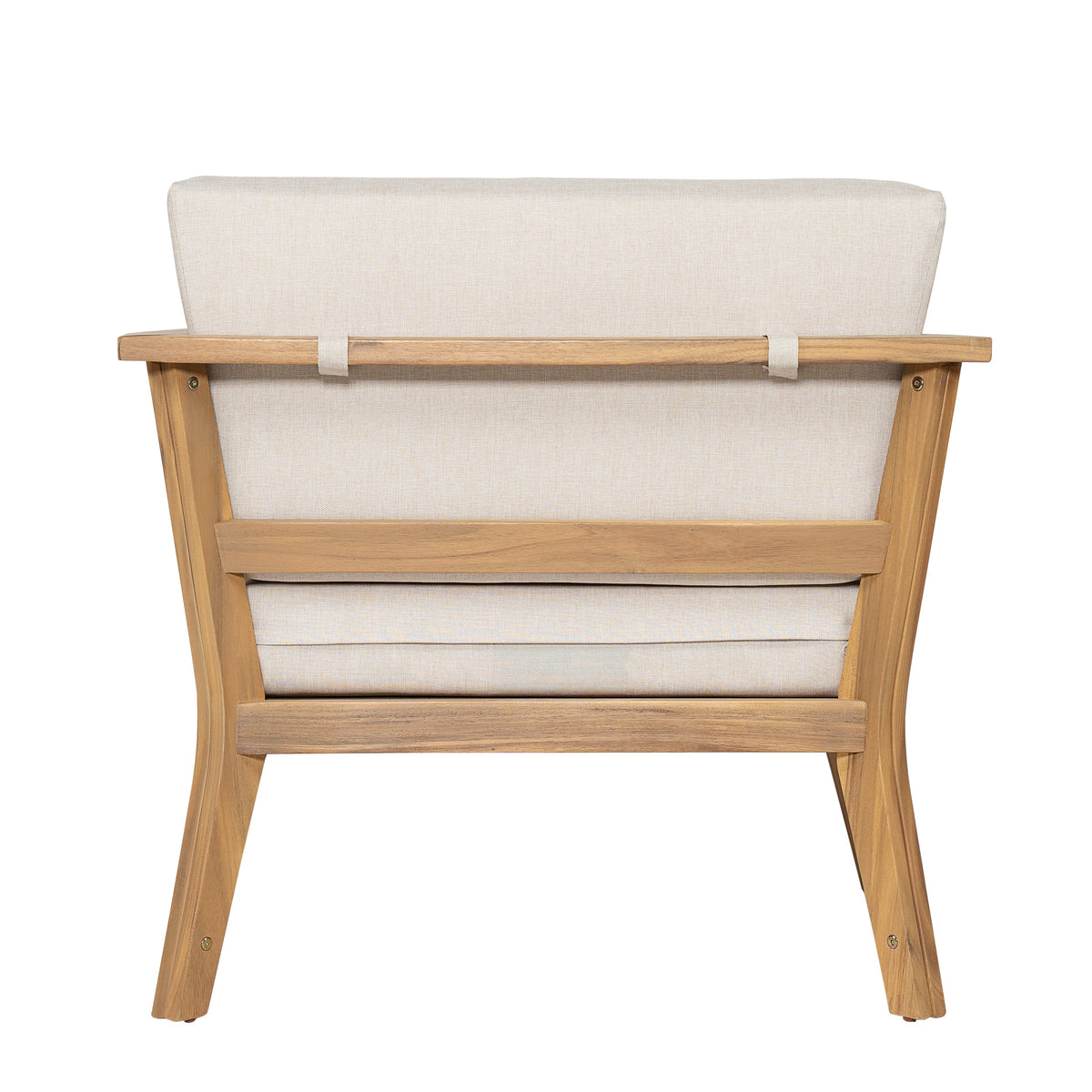 Outdoor Club Chair with Arms - Acacia Wood Arm Chair with Cushion