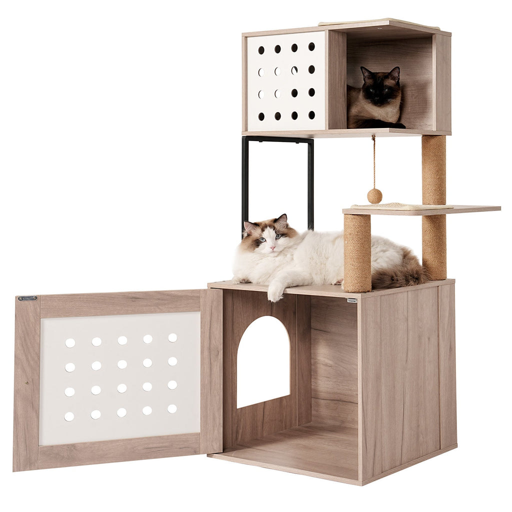 Cat Tree with Litter Box Enclosure