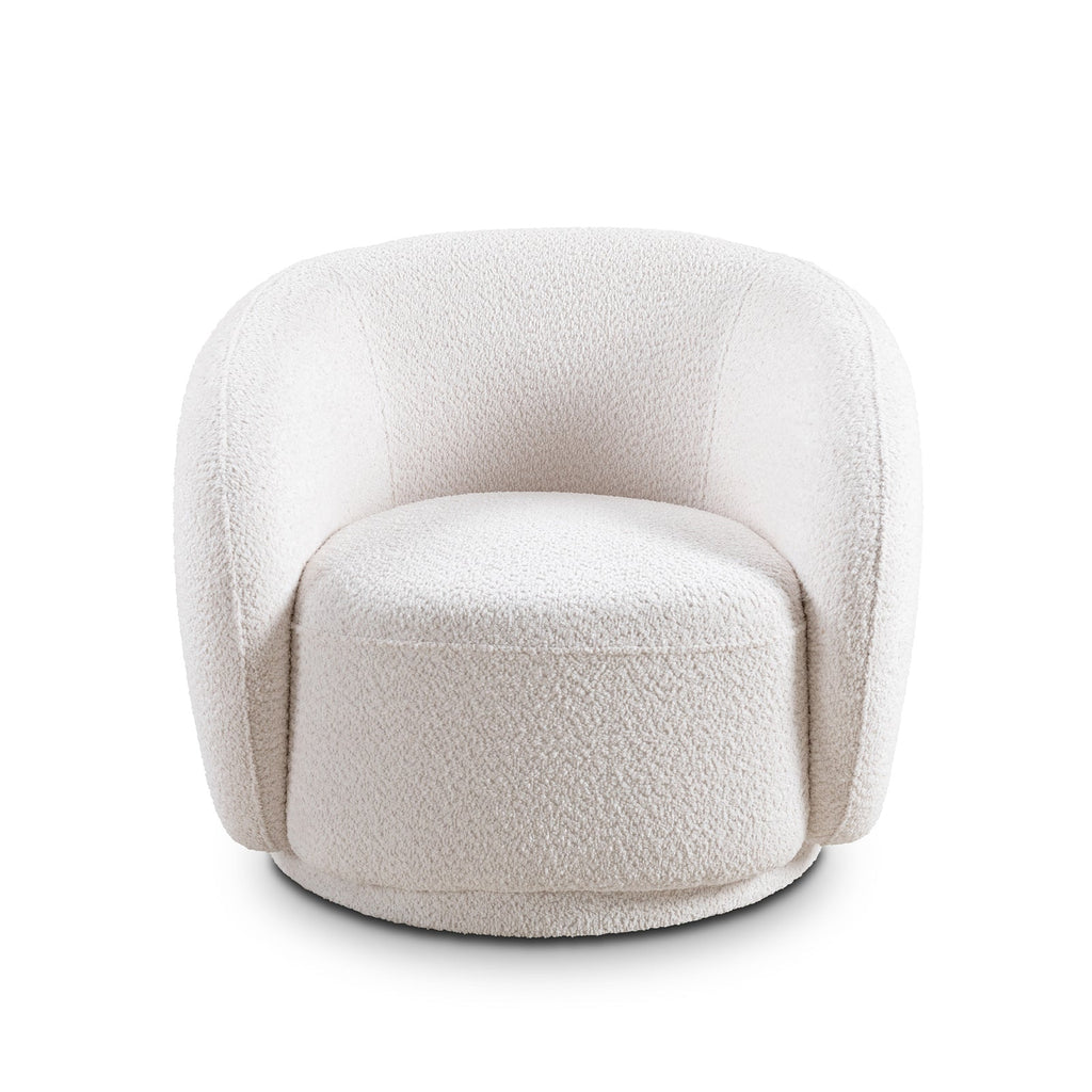 Swivel Accent Chair in Boucle Fabric Upholstered Barrel Chair