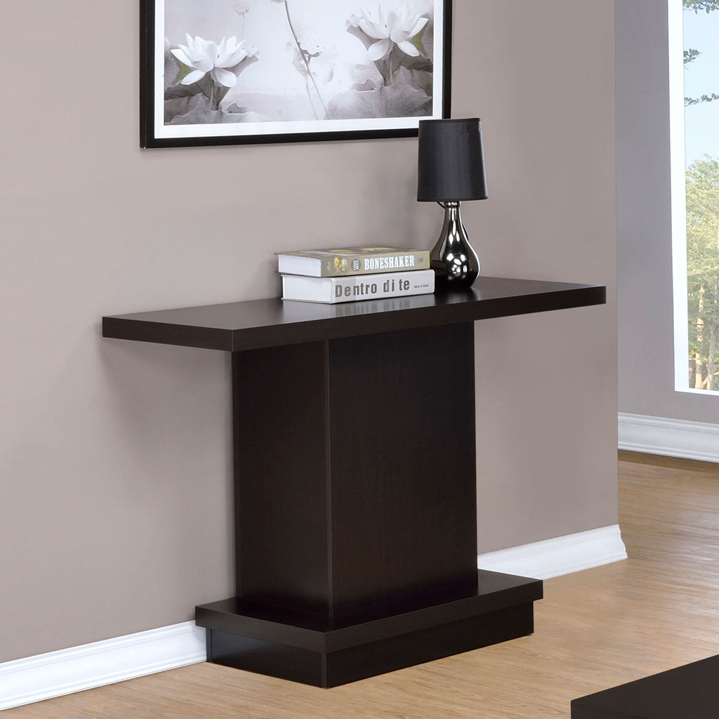 Fiona Cappuccino Engineered Wood Pedestal Console Table