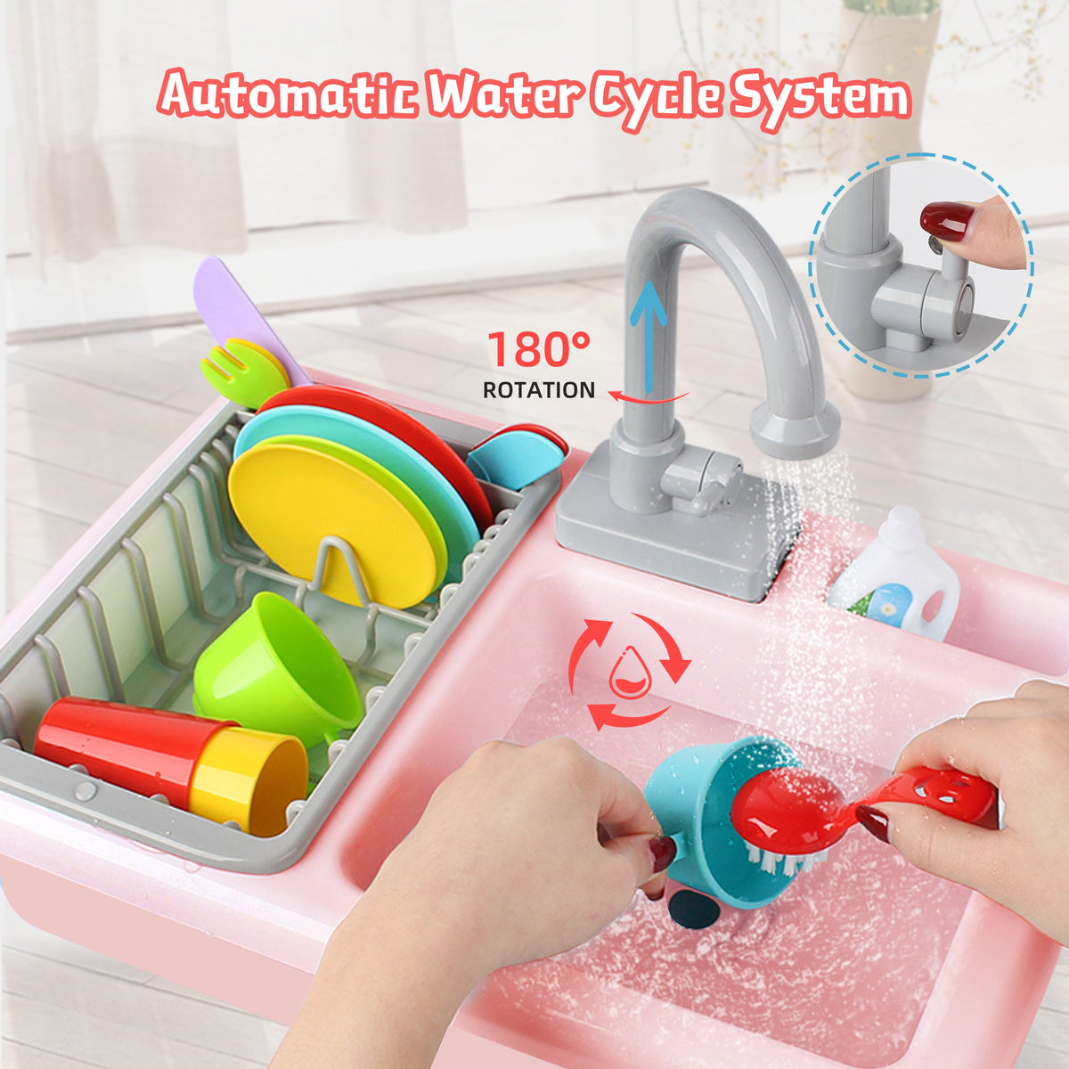 Kids Play Kitchen - Wood Mud Kitchen with Water Play Set