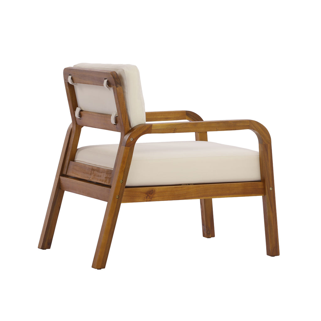 Outdoor Acacia Wood Armchair with Weather-Resistant Cushions