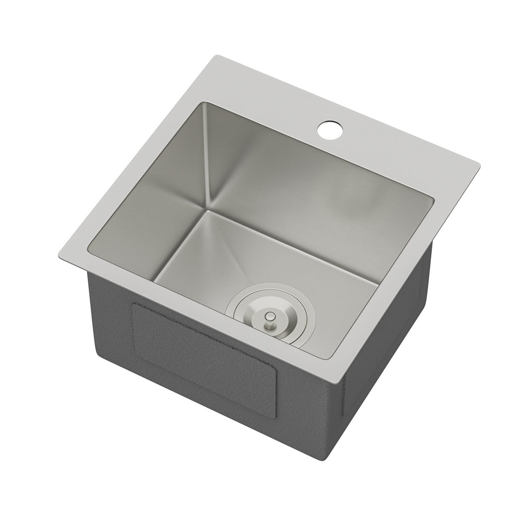 15" x 15" x 9" Stainless Steel Drop In Kitchen Sink